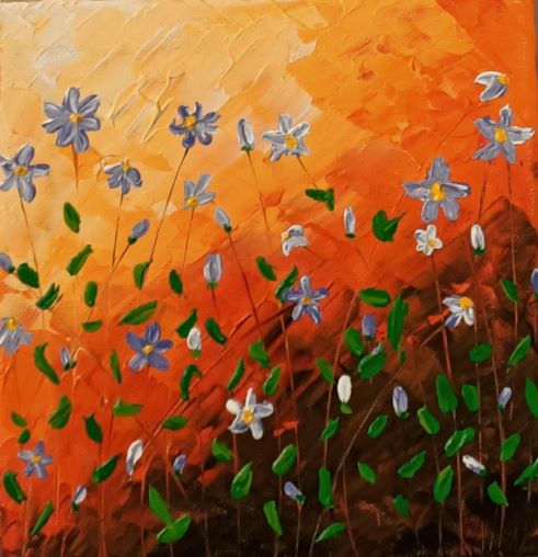 Vies Fluisteren constante Schilderij 'veld met kleine bloemetjes' - Boel Bazaar